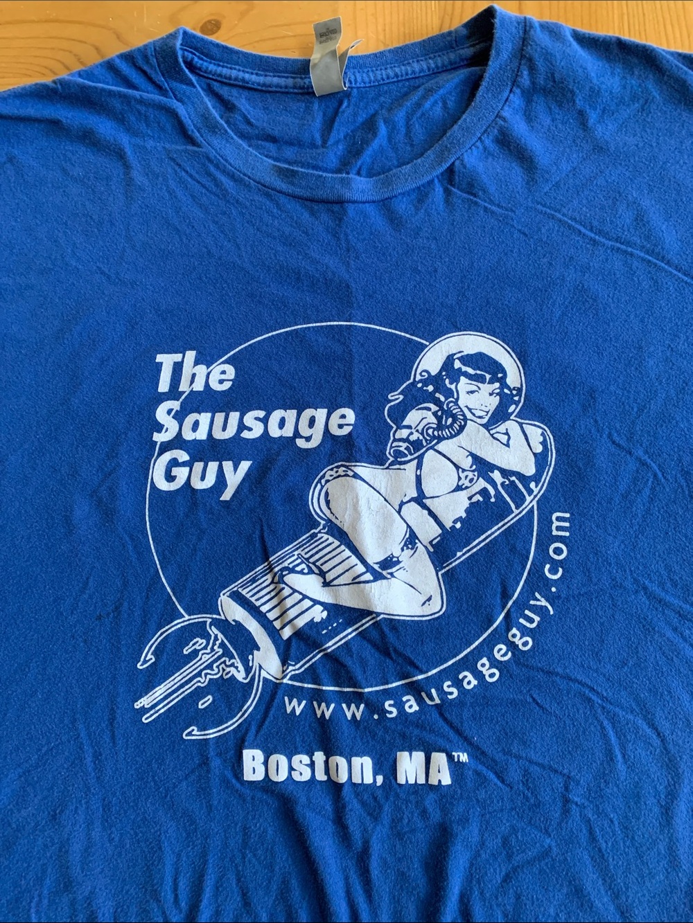 The Sausage Got Boston MA Blue Graphic Tee